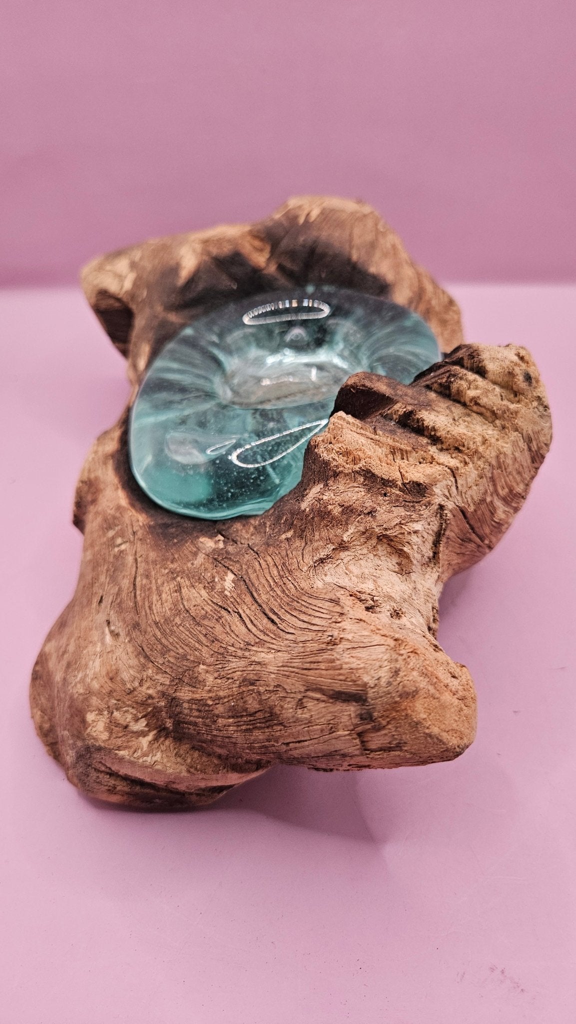 Teak Driftwood and Molten Glass Tea Light Candle Holder